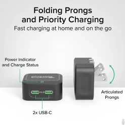 Plugable 40W Dual USB-C Wall Charger, Black (PS-40C2B)