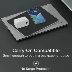 Plugable Wall Outlet Extender with USB-C and USB Charger, White (PS1-CA1)