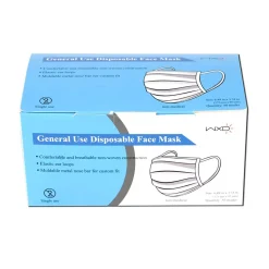 3-ply Disposable Half Face Mask, Adult, Blue, 50/Box (WXDKZ0007E/ET10000/FM-34EE)