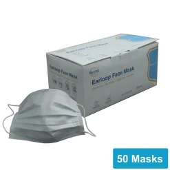 3-ply Disposable Half Face Mask, Adult, Blue, 50/Box (WXDKZ0007E/ET10000/FM-34EE)