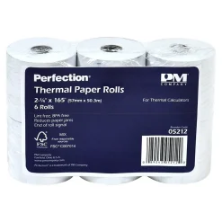 PM Company Thermal Cash Register Paper Rolls, 2 1/4" x 165', BPA Free, 6 Rolls/Pack (PMC05212)