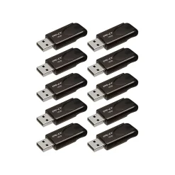 PNY Attache 4 16GB USB 2.0 Flash Drive, Black, 10/Pack (P-FD16GX10ATT4-EF2)