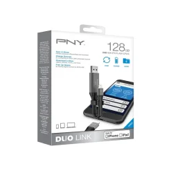 PNY DUO LINK Dual 128GB USB 3.0 Type A Flash Drive, Black/Silver (P-FDI128LA02GCR)