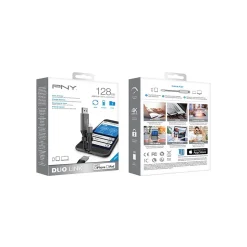 PNY DUO LINK Dual 128GB USB 3.0 Type A Flash Drive, Black/Silver (P-FDI128LA02GCR)