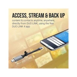 PNY DUO LINK Dual 128GB USB 3.0 Type A Flash Drive, Black/Silver (P-FDI128LA02GCR)