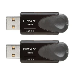 PNY Elite Turbo Attache 4 128GB USB 3.2 Flash Drive, Black, 2/Pack (P-FD128X2TBAT4G)
