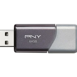 PNY Elite Turbo Attache 3 64GB USB 3.0 Type A Flash Drive, Silver/Gray (P-FD64GTBOP-GE)