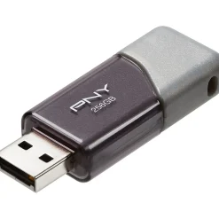 PNY Elite Turbo Attache 3 256GB USB 3.0 Type A Flash Drive, Silver/Gray (P-FD256TBOP-GE)