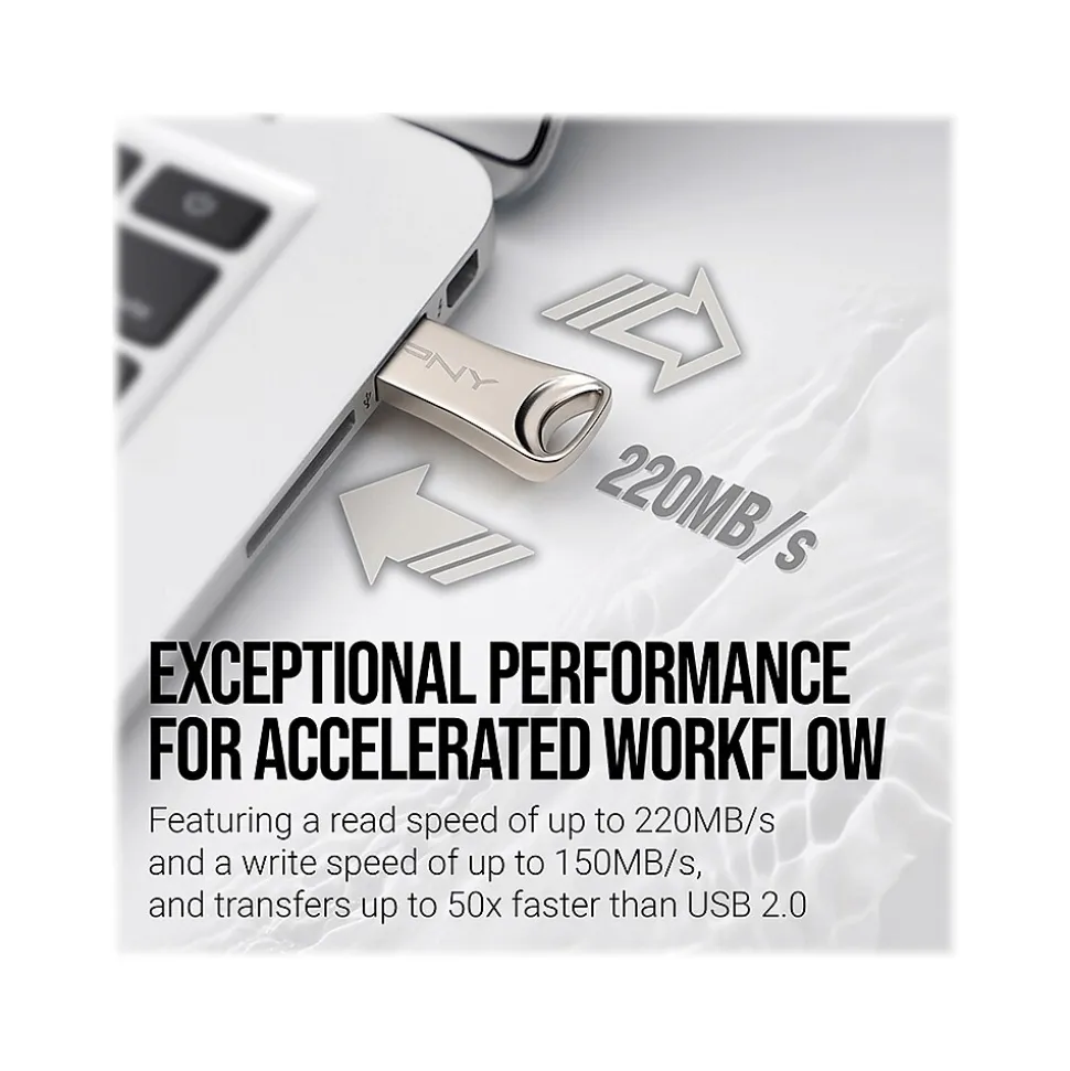 PNY Elite-X 128GB USB 3.2 Type A Flash Drive, Silver (P-FDI128ELTX-GE)