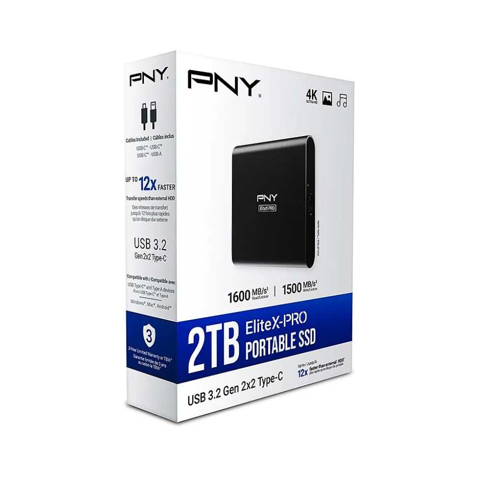 PNY EliteX-PRO 2TB USB 3.2 External Solid-State Drive (PSD0CS2260-2TB-RB)