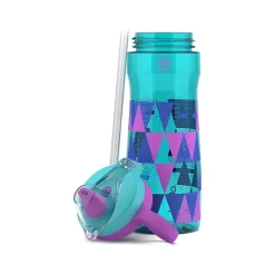POGO GEAR Taffy Triangles Tritan Water Bottle with Soft Straw, 18 oz., Blue/Purple (213-7694-424-6)