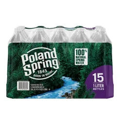 Poland Spring 100% Natural Spring Water, 33.8 oz. Plastic Bottles, 15/Carton (12349654)