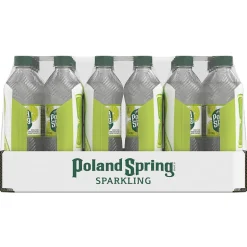 Poland Spring Sparkling Water, Zesty Lime, 16.9 oz. Bottles, 24/Carton (12349570/122058)