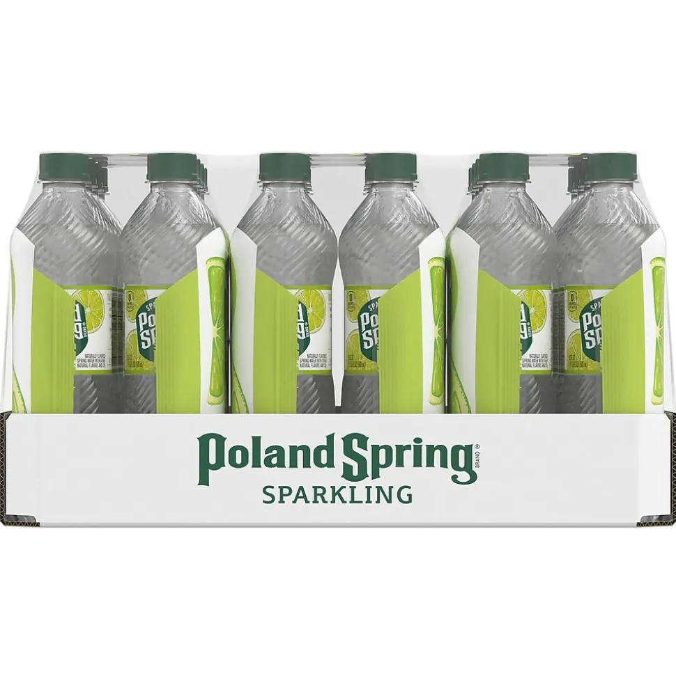 Poland Spring Sparkling Water, Zesty Lime, 16.9 oz. Bottles, 24/Carton (12349570/122058)