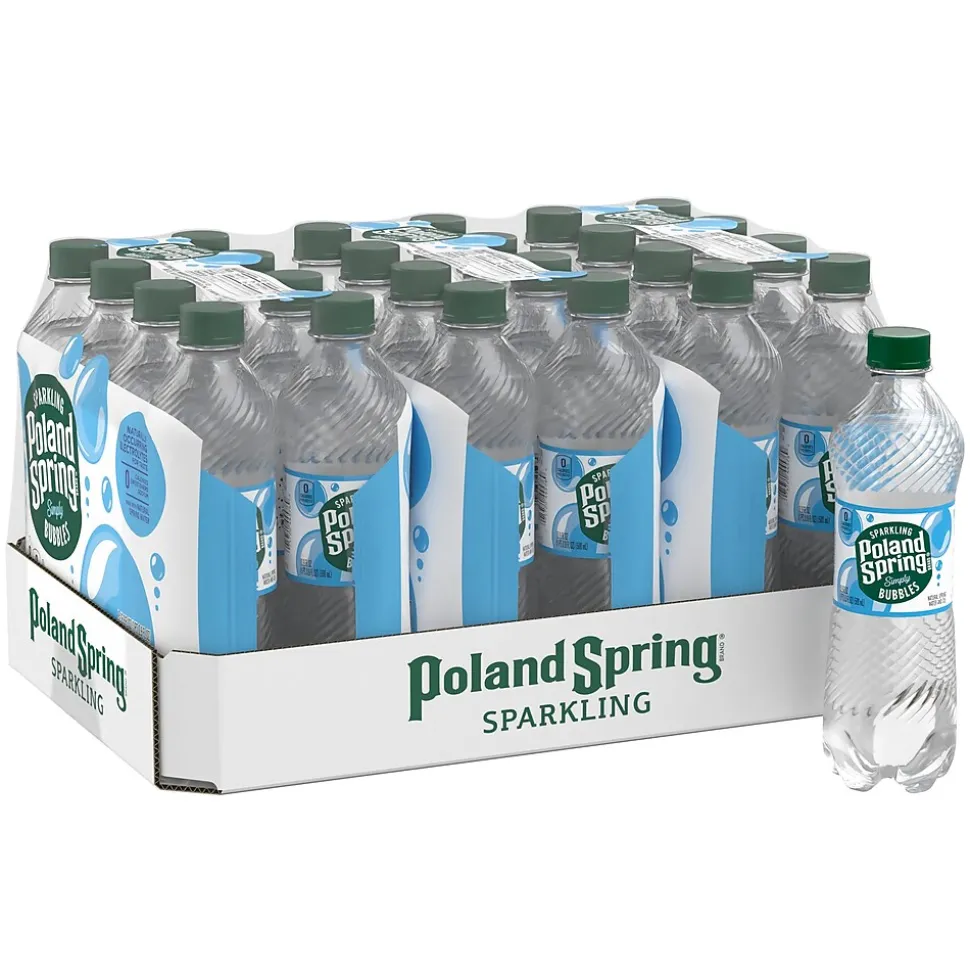 Poland Spring Sparkling Water, Simply Bubbles, 16.9 oz. Bottles, 24/Carton (12349574)