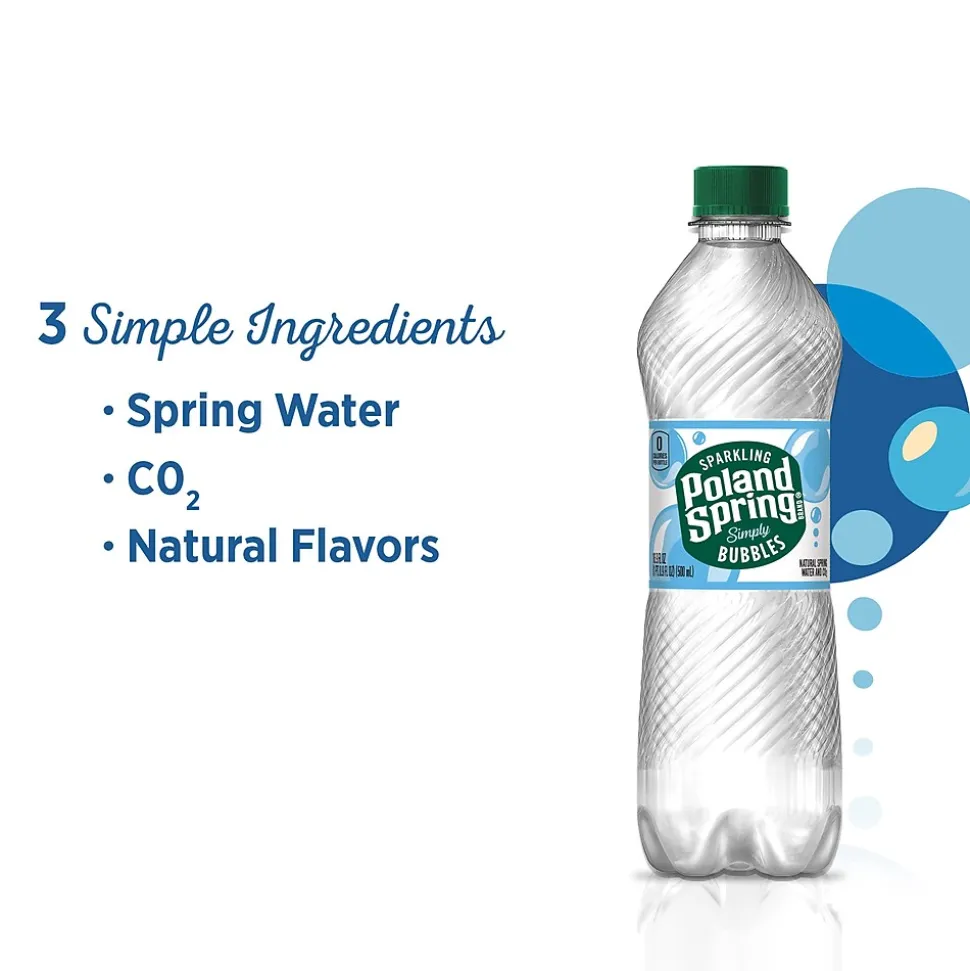 Poland Spring Sparkling Water, Simply Bubbles, 16.9 oz. Bottles, 24/Carton (12349574)