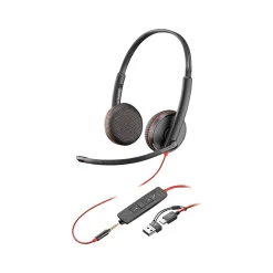 Poly Blackwire 3225 Stereo Headset, USB-C/USB-A/3.5mm, UC Certified, Bulk (8X229A6)