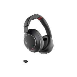 Poly Voyager Surround 85 USB-C UC Stereo Bluetooth Over-Ear Headset with Charging Stand and USB-C/A Adapter, Black (8G7T7AA)