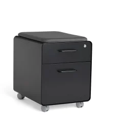 Poppin Black Mini Stow 2-Drawer Vertical File Cabinet, Rolling, Black (104730)