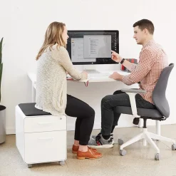 Poppin Black Mini Stow 2-Drawer Vertical File Cabinet, Rolling, Black (104730)