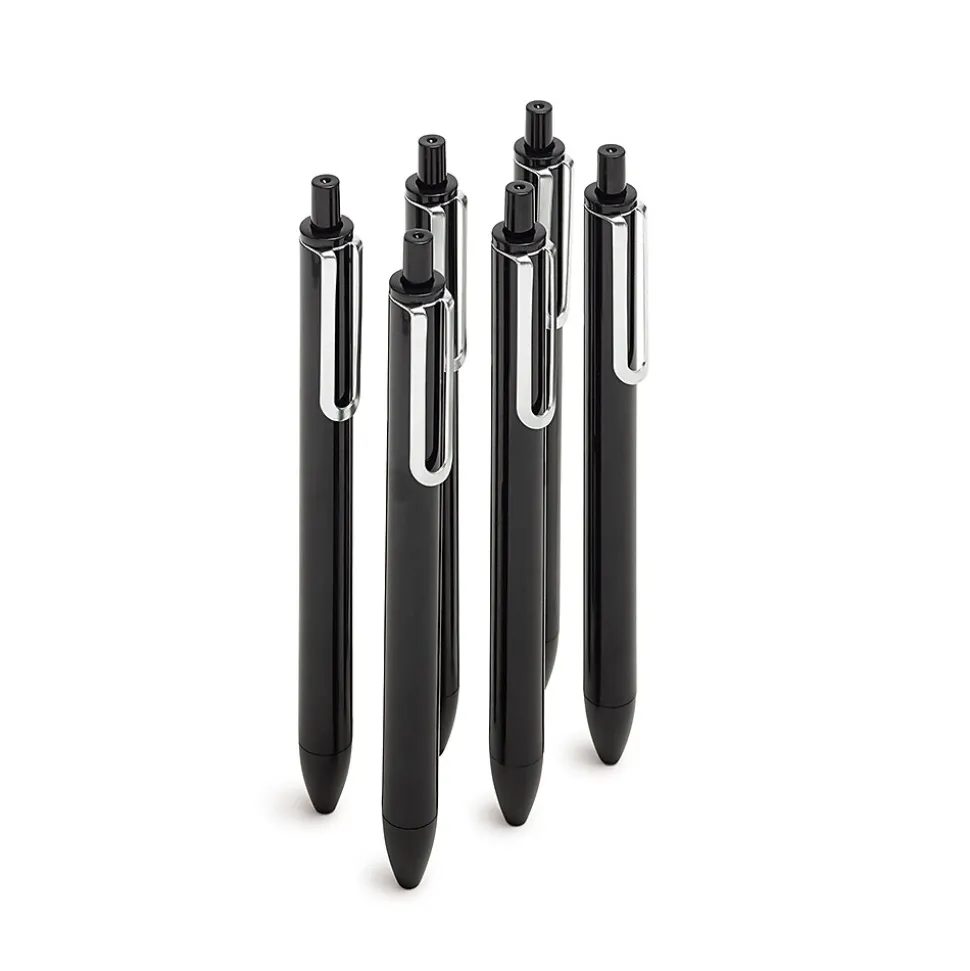 Poppin Black Retractable Gel Luxe Pen, Black Ink, Set of 100 (104509)