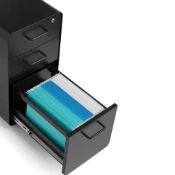 Poppin Black Slim Stow 3-Drawer Vertical File Cabinet, Black (104666)