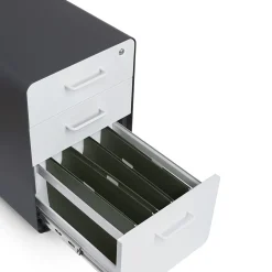 Poppin, 3-Drawer File Cabinet, Charcoal + White (103539)