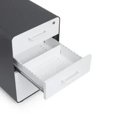Poppin, 3-Drawer File Cabinet, Charcoal + White (103539)