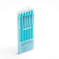 Poppin Luxe Retractable Gel Pen, Fine Point, Blue Ink, 6/Pack (100089)