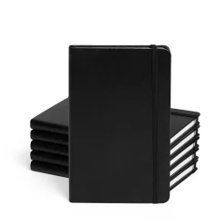 Poppin, Medium, Hard Cover Notebooks, Black, 25/Pack (104115)