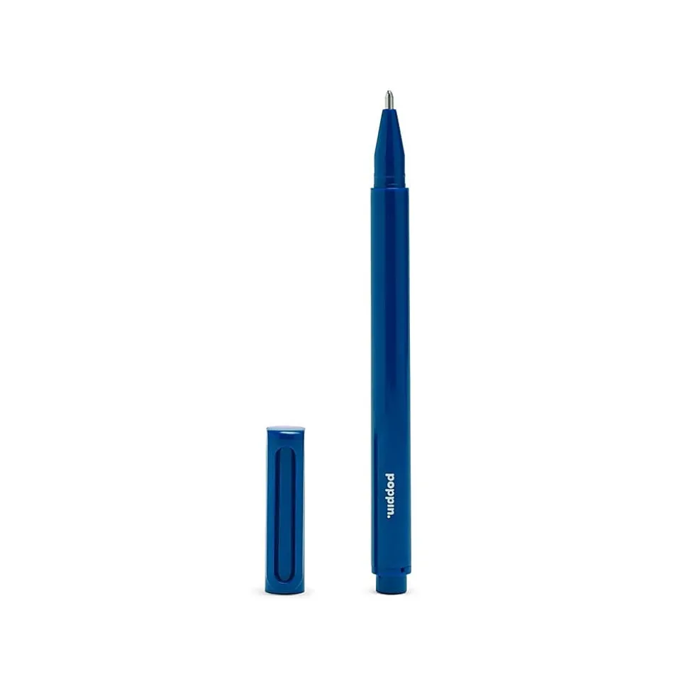 Poppin Navy Signature Ballpoint Pen, Blue Ink, Set of 100 (104603)
