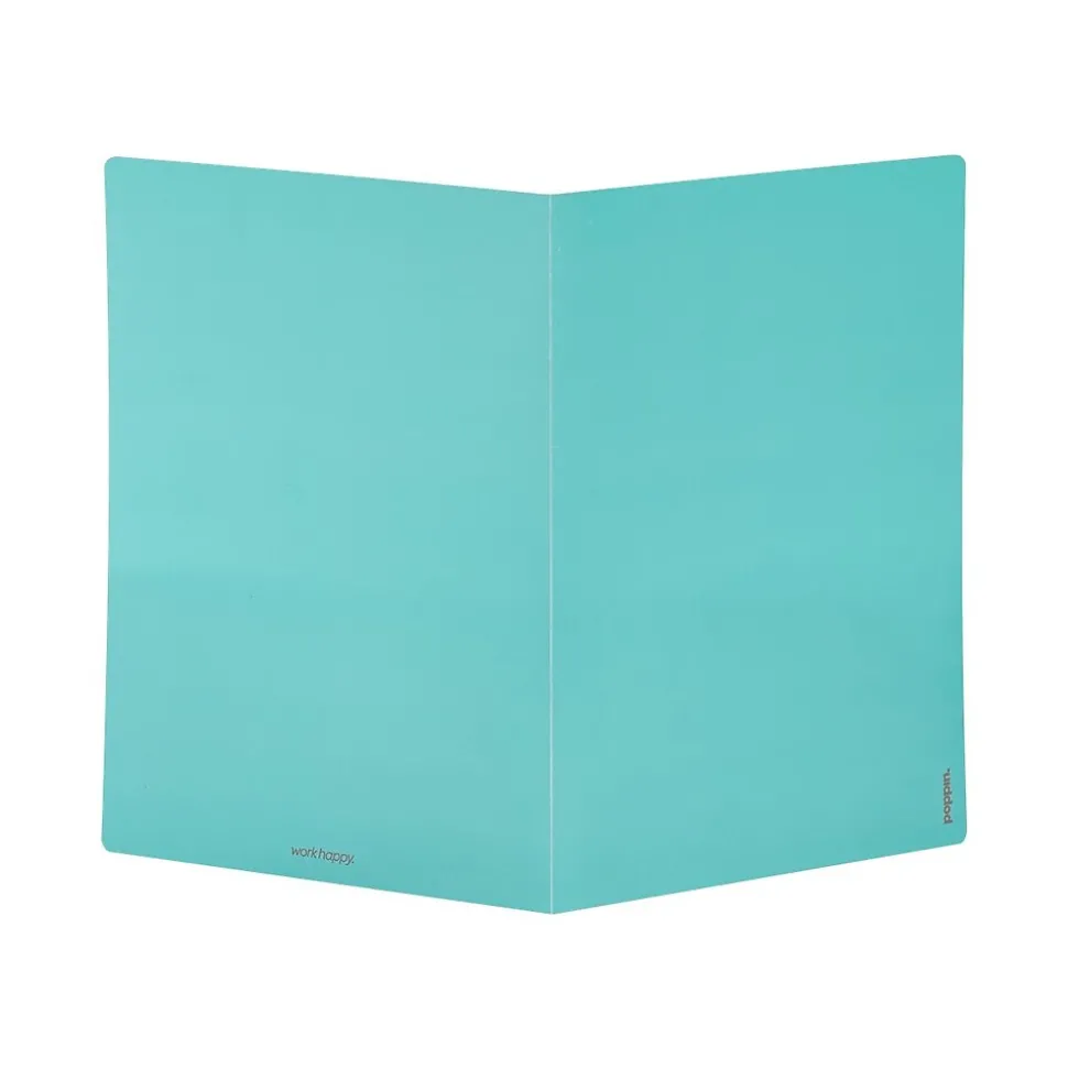Poppin 2-Pocket Portfolio Folder, Aqua/Light Gray (101931)