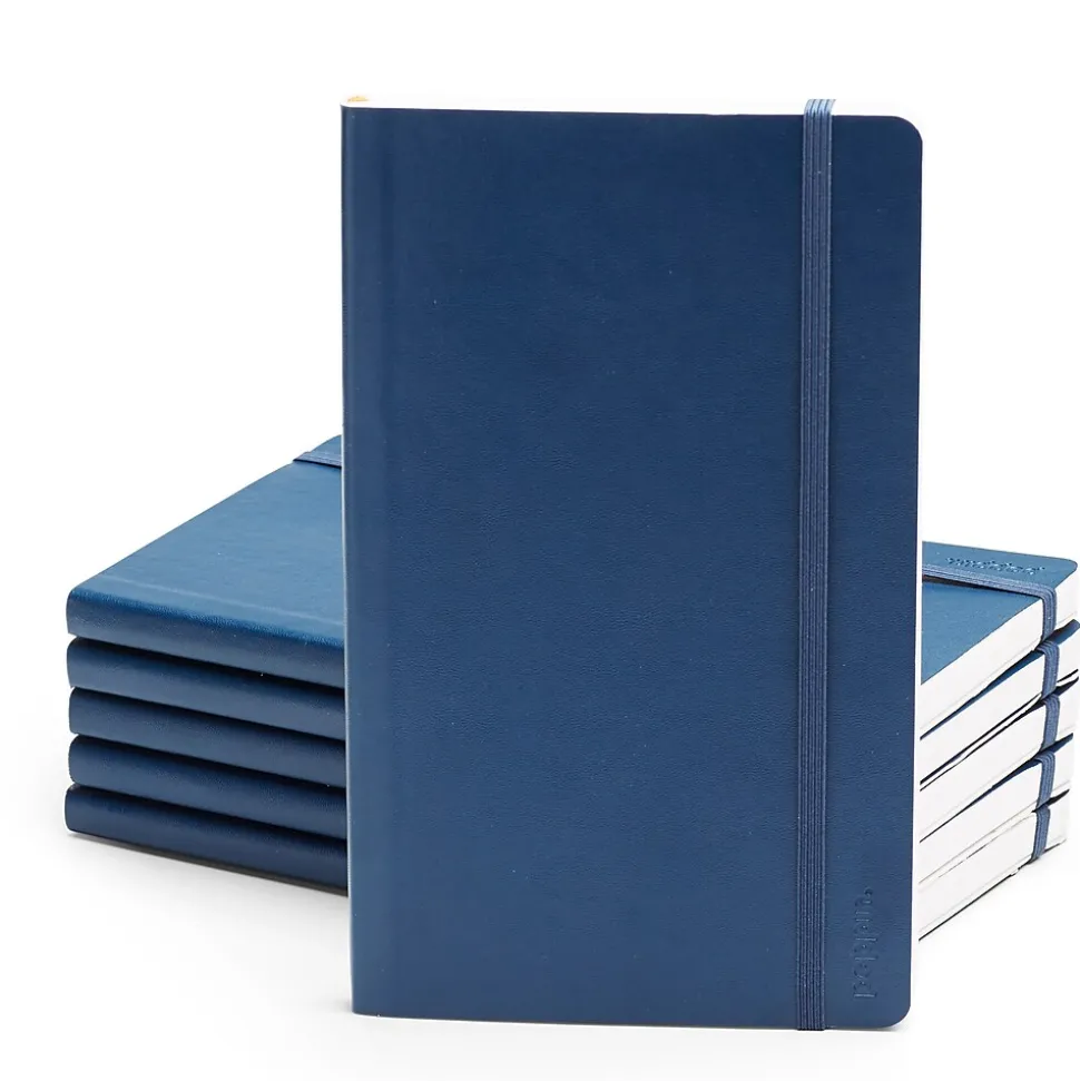 Poppin Professional Notebooks, 5" x 8.25", College Ruled, 96 Sheets, Blue, 25/Set (104130)