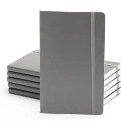 Poppin Professional Notebooks, 5" x 8.25", College Ruled, 96 Sheets, Gray/Silver, 25/Set (104134)