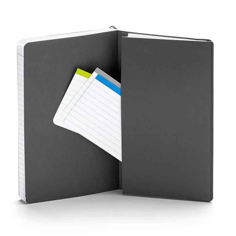 Poppin Professional Notebooks, 5" x 8.25", College Ruled, 96 Sheets, Gray/Silver, 25/Set (104134)