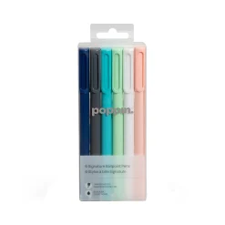 Poppin Signature Ballpoint Pens, Medium Point, Black Ink, 6/Pack (105066)