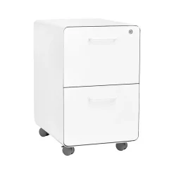 Poppin Stow 2-Drawer Mobile Vertical File Cabinet, Letter/Legal Size, Lockable, 25"H x 15.75"W x 20"D, White (100914)