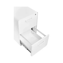 Poppin Stow 2-Drawer Mobile Vertical File Cabinet, Letter/Legal Size, Lockable, 25"H x 15.75"W x 20"D, White (100914)