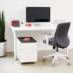 Poppin Stow 2-Drawer Mobile Vertical File Cabinet, Letter/Legal Size, Lockable, 21.5"H x 15.75"W x 20"D, Light Gray (104732)