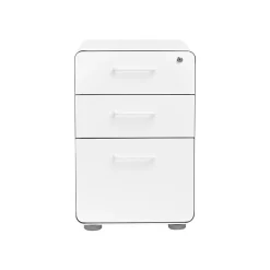 Poppin Stow 3-Drawer Mobile Vertical File Cabinet, Letter/Legal Size, Lockable, 24"H x 15.75"W x 20"D, White (100425)