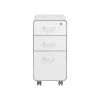 Poppin The Sort-It-Out 3-Drawer Mobile Vertical File Cabinet, Letter/Legal Size, Lockable, 25"H x 12.5"W x 20"D, White (104742)