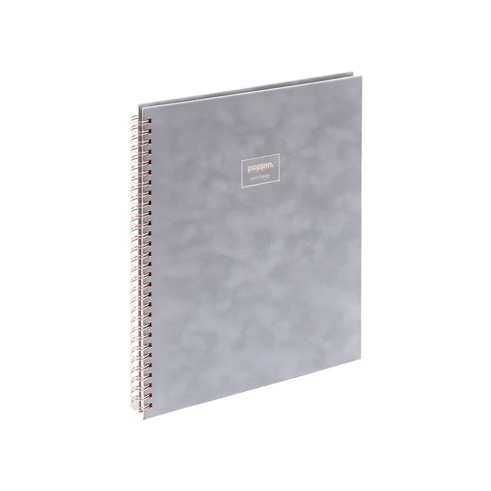 Poppin Velvet Professional Notebooks, 8.25" x 10.25", Narrow Ruled, 40 Sheets, Gray/Silver (106160)