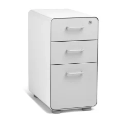 Poppin White + Light Gray Slim Stow 3-Drawer vertical File Cabinet, Light Gray (104668)