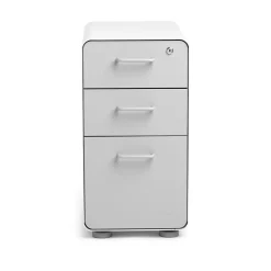 Poppin White + Light Gray Slim Stow 3-Drawer vertical File Cabinet, Light Gray (104668)