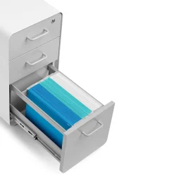 Poppin White + Light Gray Slim Stow 3-Drawer vertical File Cabinet, Light Gray (104668)