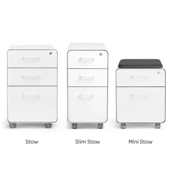 Poppin White + Light Gray Slim Stow 3-Drawer vertical File Cabinet, Light Gray (104668)