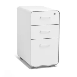 Poppin White Slim Stow 3-Drawer Vertical File Cabinet, White (104667)