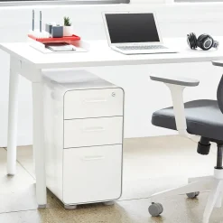 Poppin White Slim Stow 3-Drawer Vertical File Cabinet, White (104667)