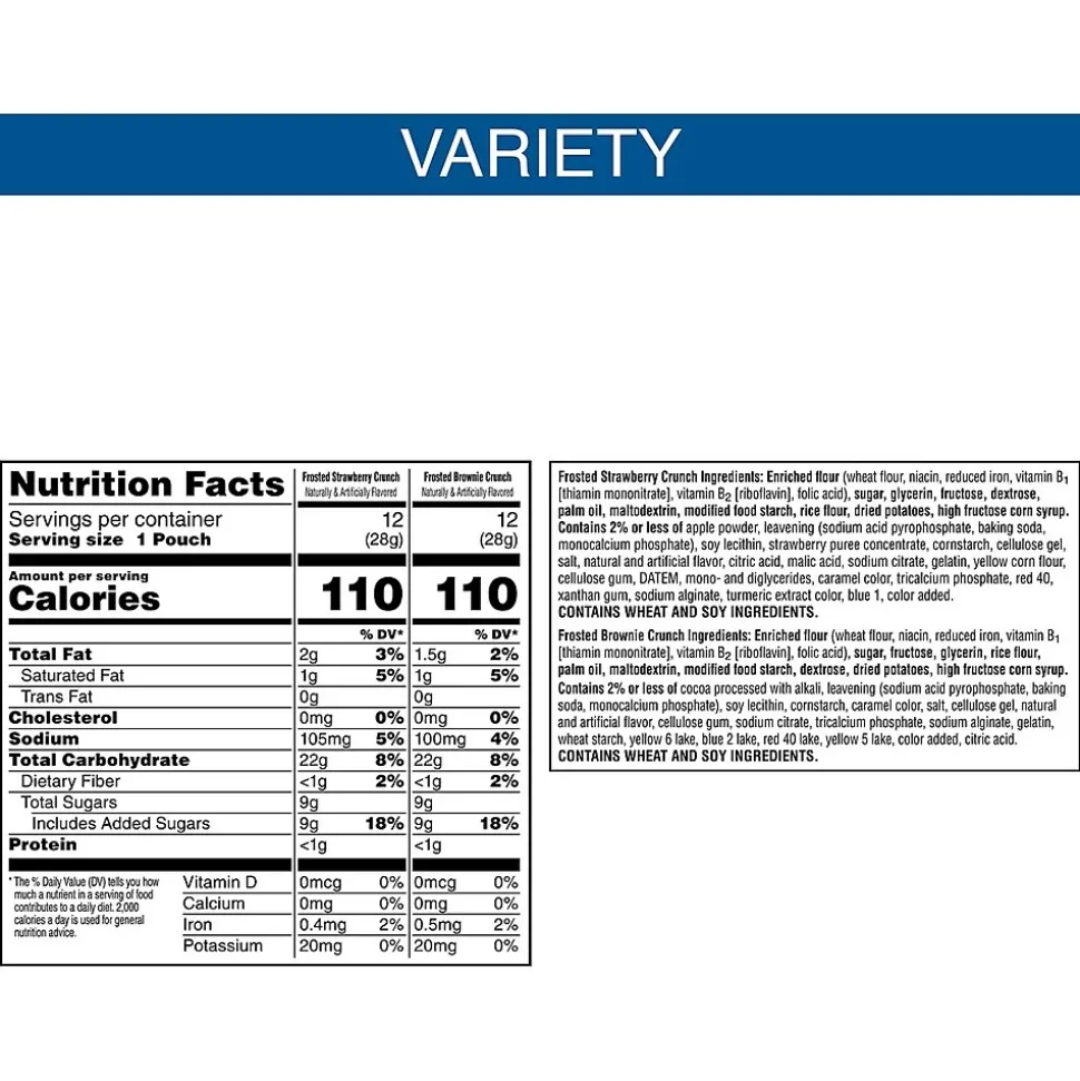 Pop-Tarts Crunchy Poppers Strawberry/Brownie Filled Pastry Bites, 1 oz., 24 Pouches/Carton (KEE29912)