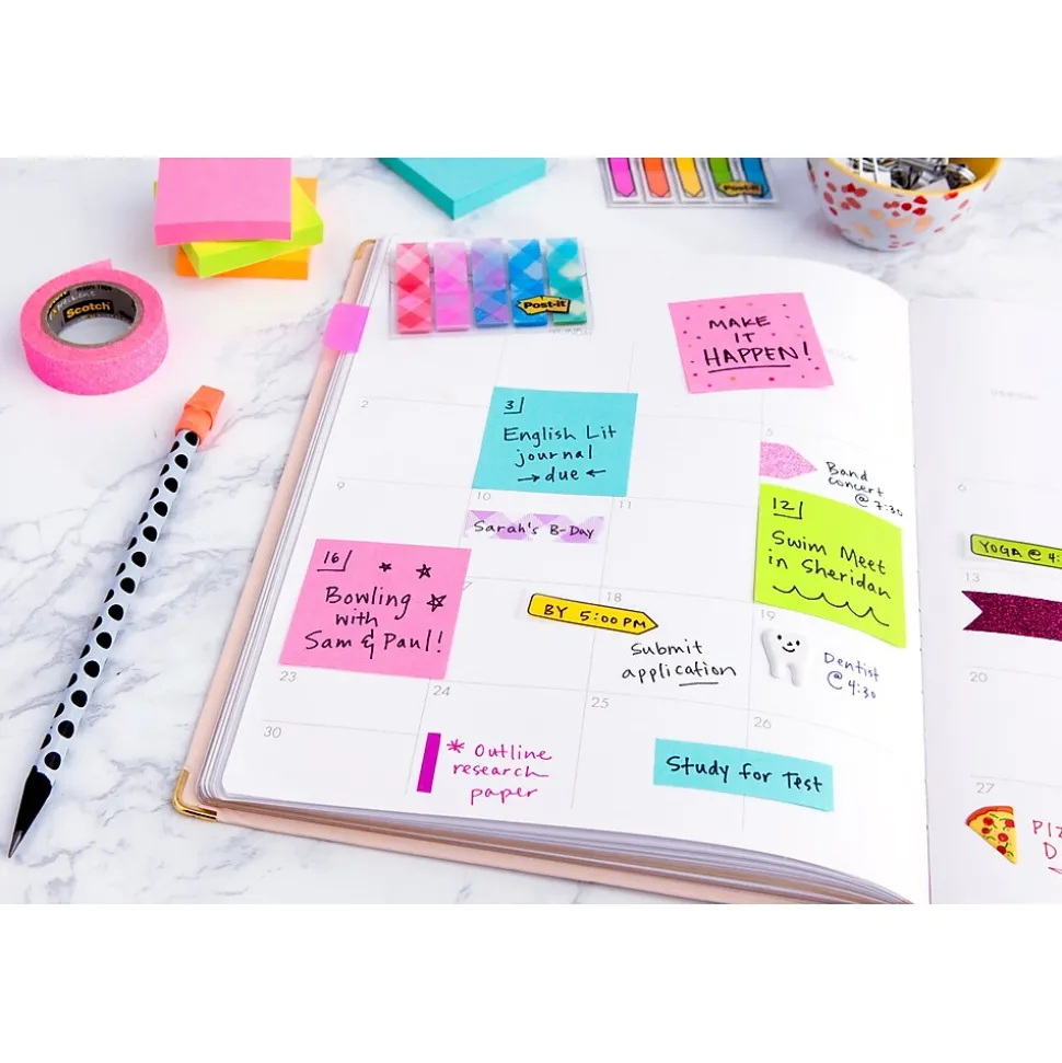 Post-it Bright Colors Notes, 1 7/8" x 1 7/8", Assorted Collection, 400 Sheet/Pad (2051-BRT)